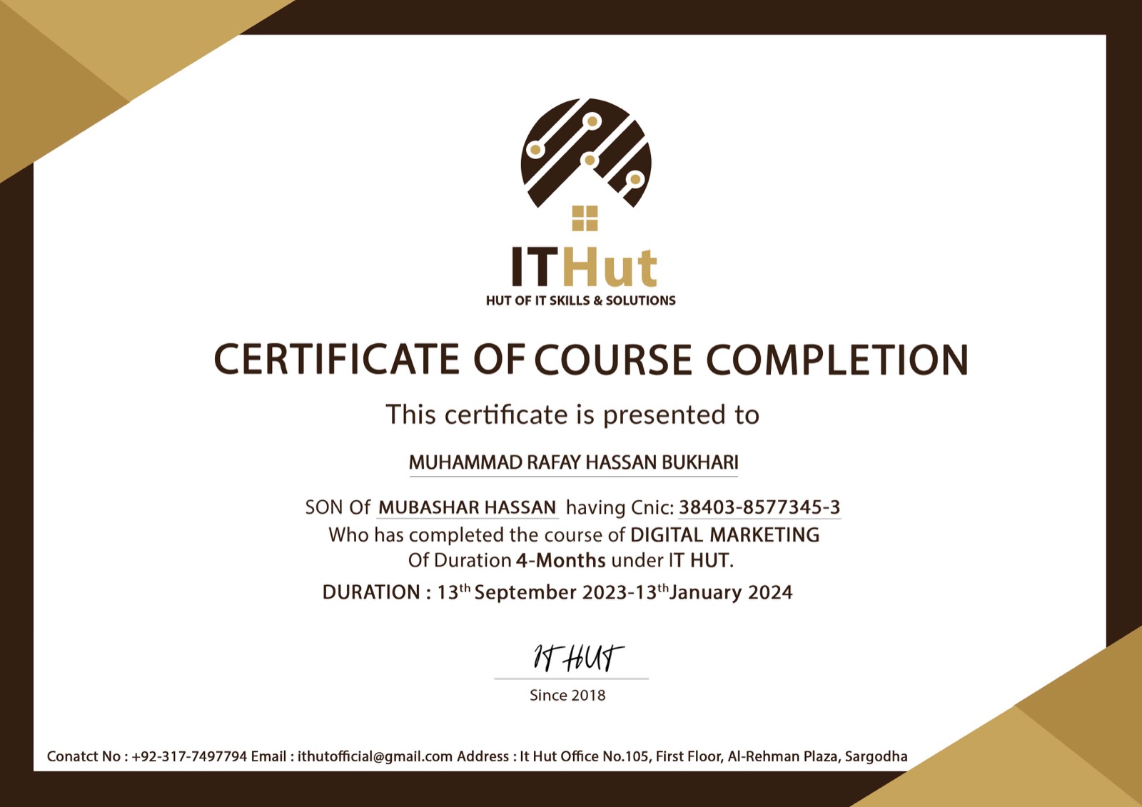 Digital Marketing Certificate — IT Hut